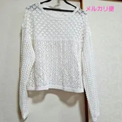 ✩︎⡱spick &span 透かし編みボートネックニット ホワイト