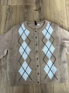 H&M アーガイル　ニットカーディガン　ジャガード