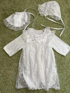 ベビードレス　セット　前掛け　帽子　付き　50〜60