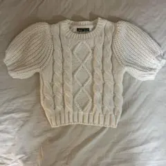 shein 半袖 パフスリーブ ニット