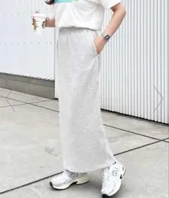 【新品】リブタイトロングスカート　グレーのサムネイル
