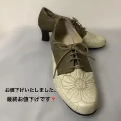花柄型押しレザー　コンフォートシューズ　 未使用　24.5㎝EEEサイズ　日本製
