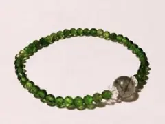 グリーントルマリン　グリーンルチルクォーツ　高品質　ブレスレット　ハンドメイド