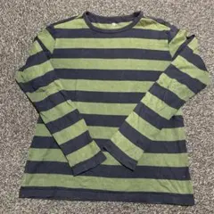 ユニクロ　ボーダーカットソー 黒緑　男の子150cmのサムネイル