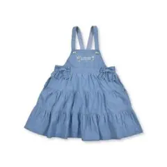 スラップスリップ花　刺繍　ティアード　デニム　ジャンスカ