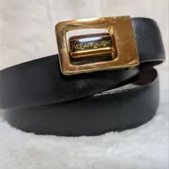 ★Yves Saint Laurent 黒レザーベルト　未使用古物　長さ調整可能