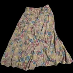 花柄 フレアスカート ひざ丈