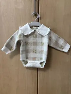 フリル付きチェック柄ロンパース 70 バースデイ