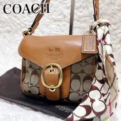 COACH コーチ ショルダーバッグ シグネチャー レザー キャメル