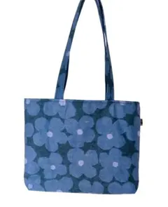 花柄トートバッグ 青色と紫色