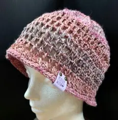 クロシェハット バケットハット クラッシャーハット 毛糸かぎ針編みNo.タグ⑦