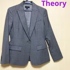 美品Theory グレーストライプ柄　ピークドラペルジャケットS サイズ位春夏用