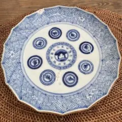 古伊万里　干支紋　染付 骨董品　皿　アンティークのサムネイル