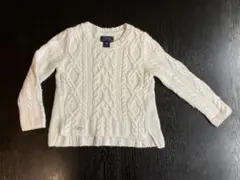 RALPH LAUREN ホワイトニット　ケーブル編み　110㎝　4歳　ロゴ入り