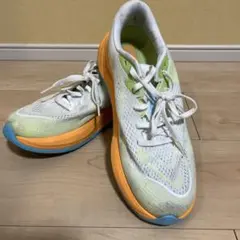 HOKA ランニングシューズ ホワイト/ライム/オレンジ