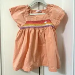 【1度着用】familiarファミリア　オレンジフリルトップスファミちゃん130