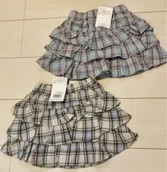 新品　90-105センチ　スカート　ブランシェス　先染めチェック　双子　女の子