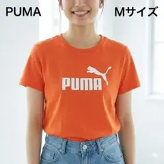 PUMA プーマ Tシャツ 半袖 デカロゴ オレンジ スポーツ Mサイズ 美品