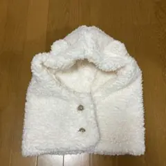 クマ耳帽子　ホワイトフリースフード　ボア　もこもこ　アニマル帽子