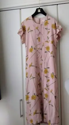★INGEBORG★お花柄★フレンチスリーブ★ロングワンピース★ピンク★