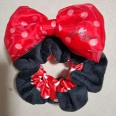 ミニーマウス風リボン付きヘアゴム
