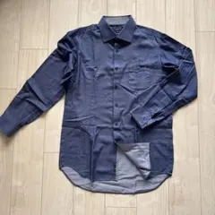 TAKA-Q LL スリムフィット ネイビーシャツ　Yシャツ　ノーアイロン