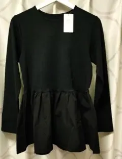 ever closet 黒 長袖 フリルトップス ペプラムカットソー 大人用