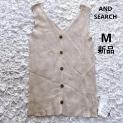 新品タグ付き極美品　アンドサーチ　ニットベスト風Vネックプルオーバー（M）ジレ