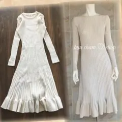 インポート リブニットワンピース　マーメイドフリル