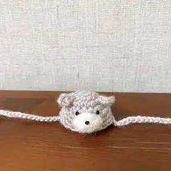 手編み ぬいぐるみ用 犬の帽子 ヘッドドレス シュナウザー グレー ぬい活のサムネイル