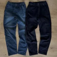 160 UNIQLO ユニクロ デニム テーパードパンツ 2枚セット　レディース