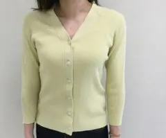 無印良品 ♡ コットン シルク Vネック カーディガン イエロー