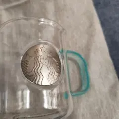 【未使用】Starbucks 耐熱グラスマグメダル ライトグリーン