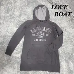 LOVE BOAT 長袖パーカー スウェット Ｖネック 裏起毛 チャコールグレー