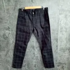 GU　ジーユー　ボトムス　チェック柄　紺　ネイビー　(３８)　メンズ