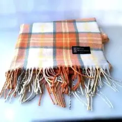 チェック柄　ストール　オレンジ 防寒具 膝掛け　マフラー　ショール