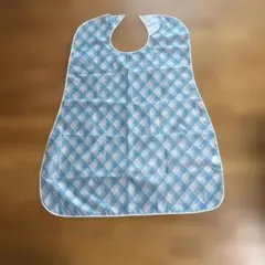 ブルー防水　食事用エプロン　介護用
