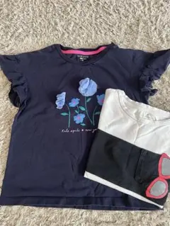 ケイトスペード　ネイビー花柄TシャツとストライプTシャツセット150