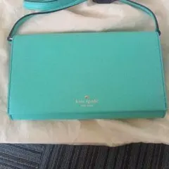kate spade 水色 スカラップ長財布 チェーン付き - メルカリ