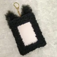 トレカケース 猫 ネコ耳 黒猫 B8 キーホルダー 毛糸デコ 韓国 推し活