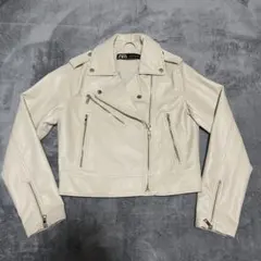 ZARA ホワイト ライダースジャケット Sサイズ