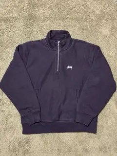 STUSSYスウェット ハーフジップ ブラック