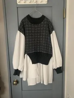 ayane ドッキングニットブラウスフリルレイヤード38アヤン