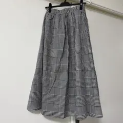 【訳あり品の為お買得】チェック柄　フレア　ロングスカート　裏地付き　総ゴム