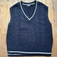 ネイビー Vネック ニットベスト