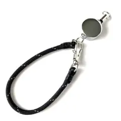 【パラコード製】リール付ハンドストラップ 黒反射 4mm ブラック パスケース