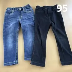 ブリーズ　西松屋パンツセット デニムブルー ブラック　95