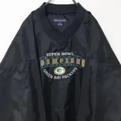 パッカーズ スーパーボール ナイロンプルオーバー チーム 刺繍 黒 M