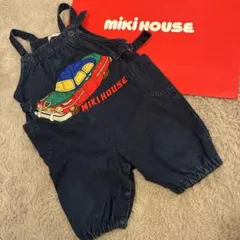 MIKI HOUSE デニムロンパース 車刺繍　レトロ　80