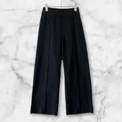 Helm/ブラック ワイドパンツ ウエストゴム入り ストレッチ Lサイズ